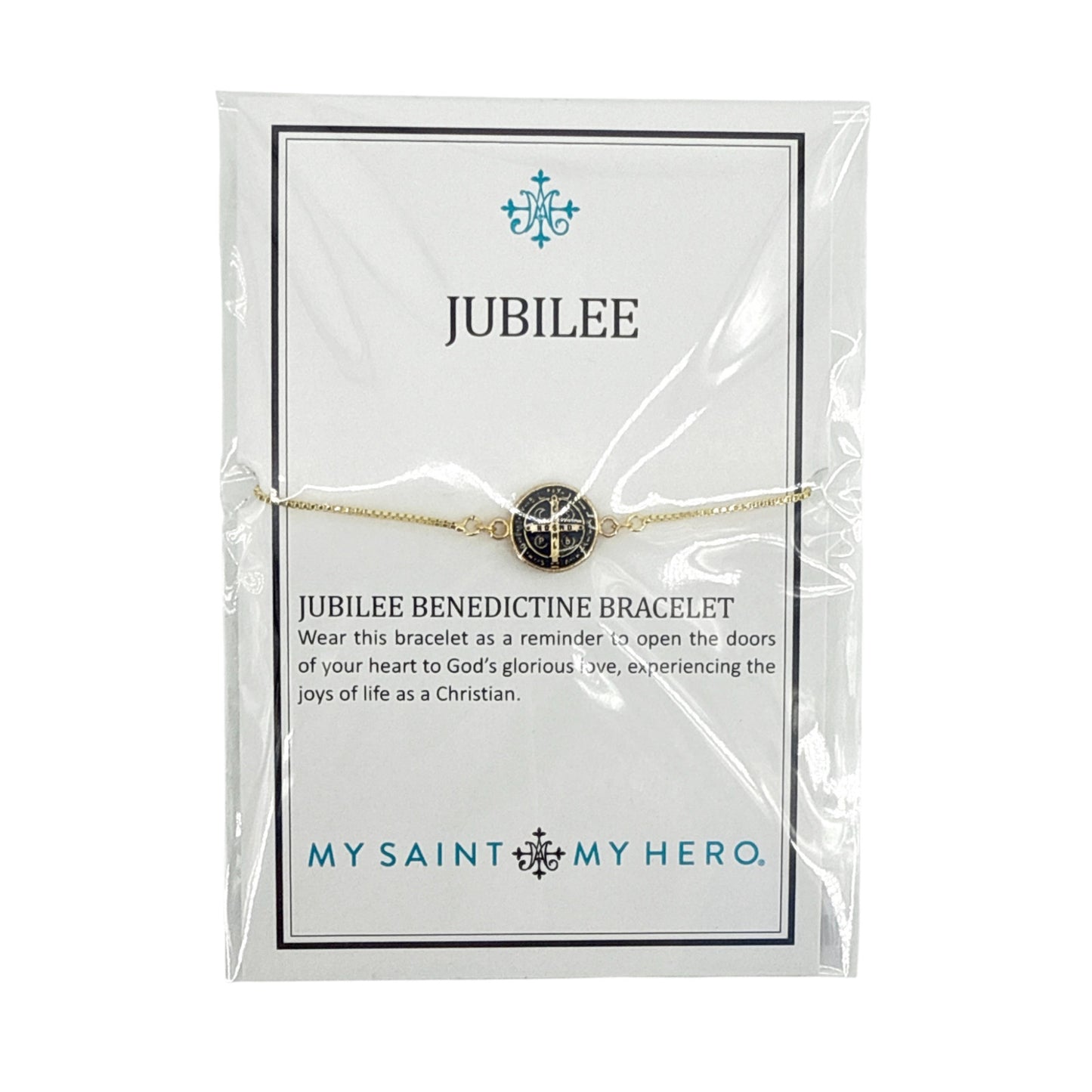 MY SAINT MY HERO Jubilee Benedictine Bracelet in Black & Gold