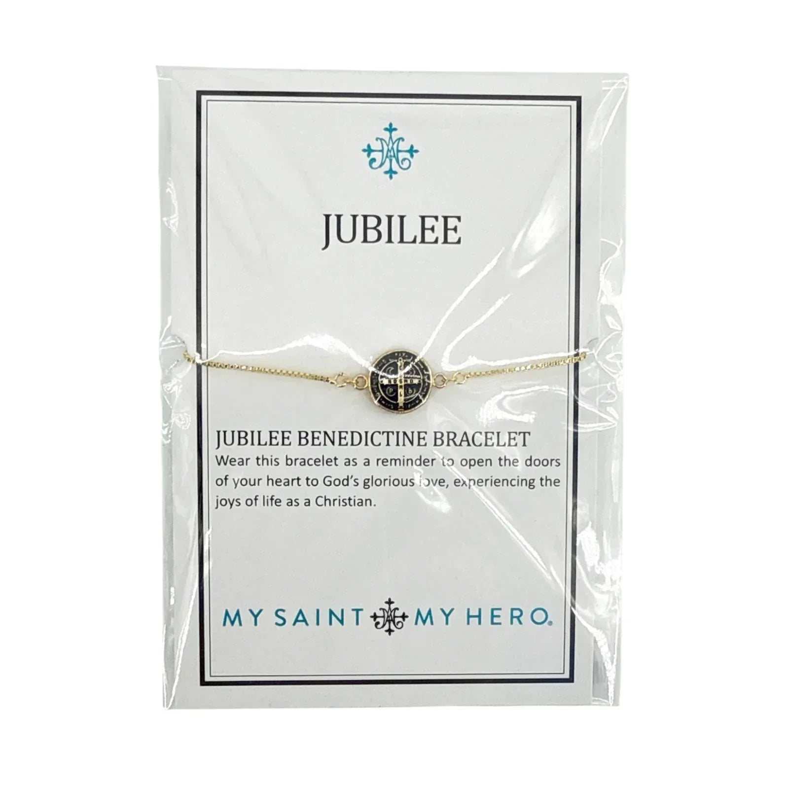MY SAINT MY HERO Jubilee Benedictine Bracelet in Black & Gold - flyKAMP