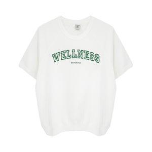 SPORTY & RICH Wellness Ivy Short Sleeve Soft Crewneck in White/Verde M