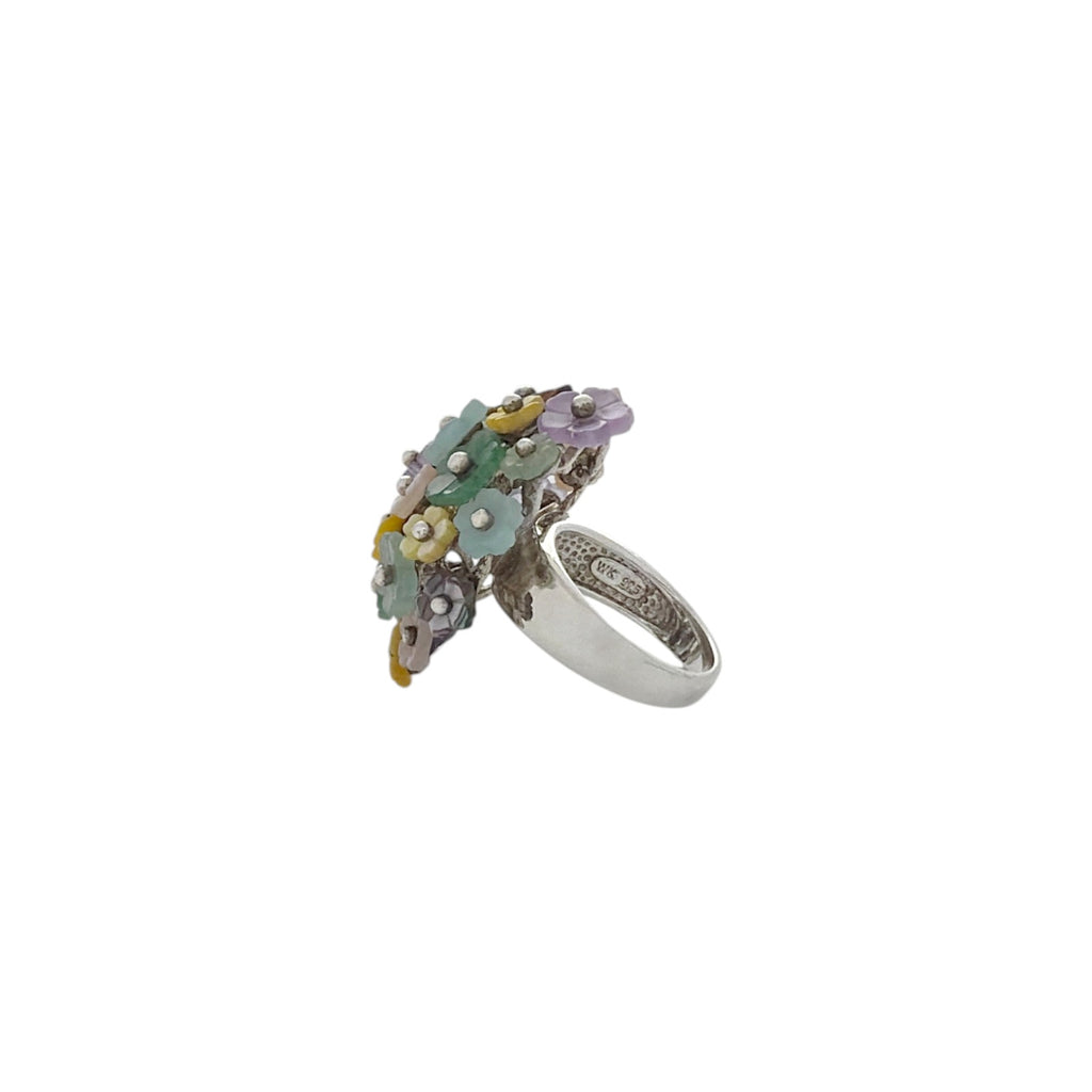 WHITNEY KELLY Sterling Silver Flower Cluster Dome Ring 7 Whitney Kelly