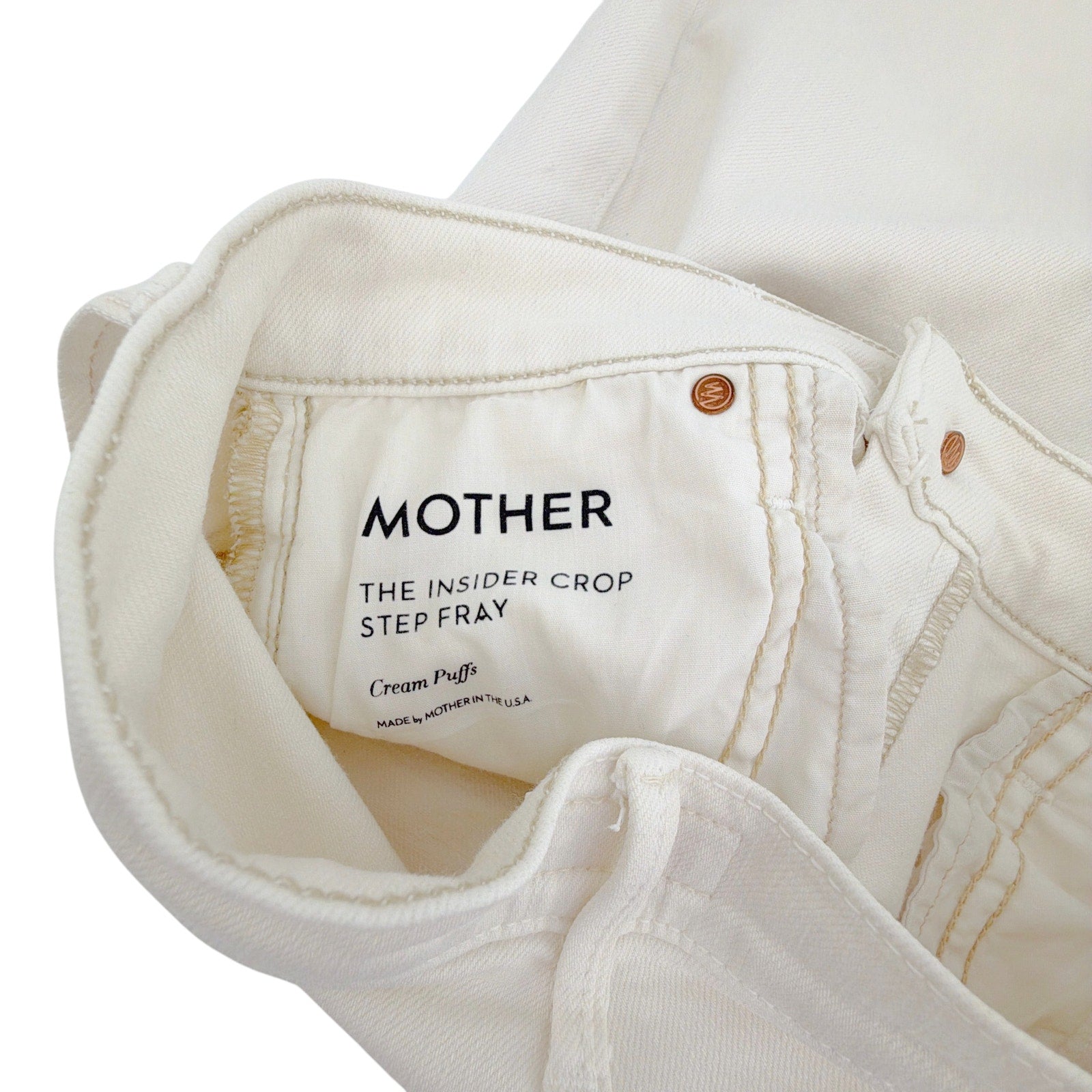 MOTHER The Insider Crop Step Fray in Cream Puffs 24 Mother