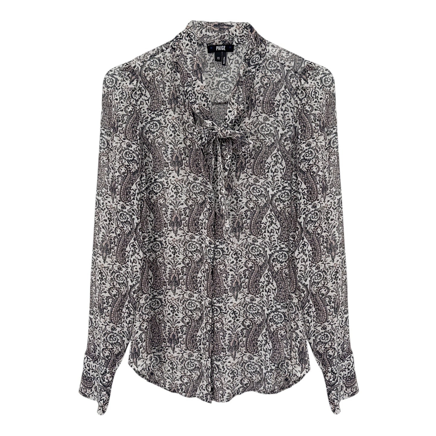 PAIGE Cleobelle Printed Femme Blouse in White/Rabbit/Rose-Santina Pais XS