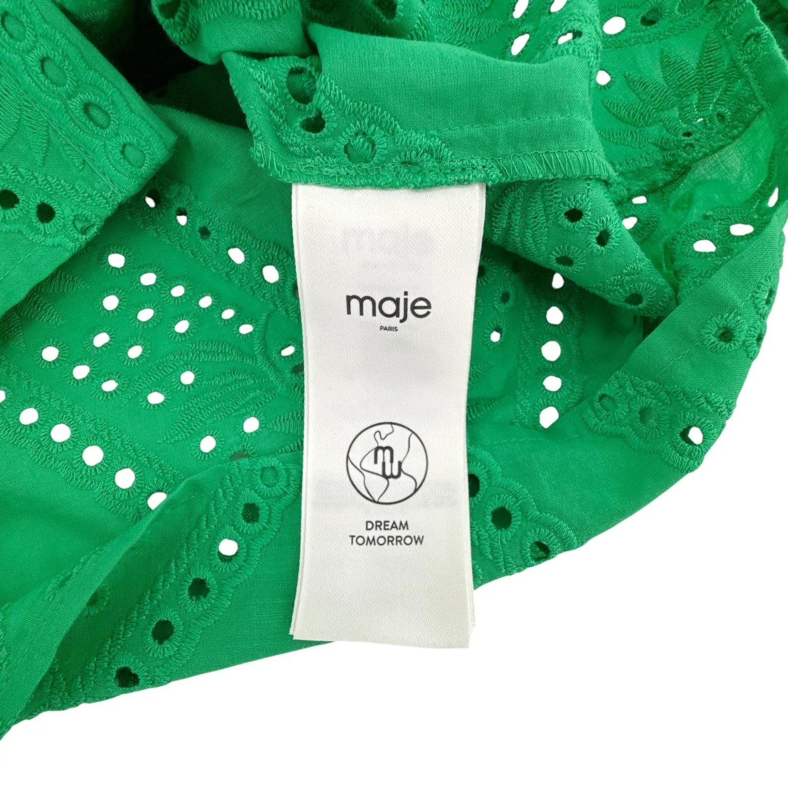 MAJE Ciggy Cotton Eyelet Shirt in Green 3|L - flyKAMP