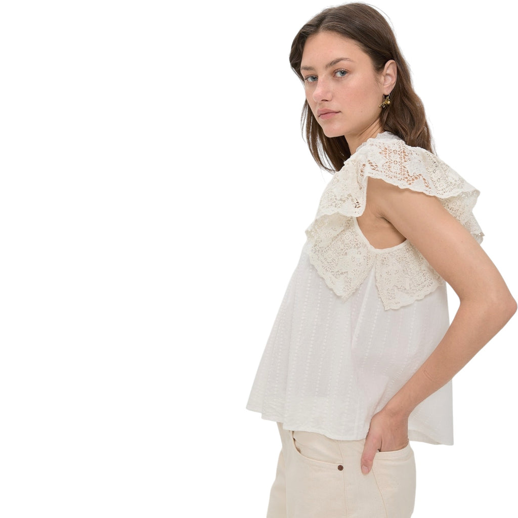 ULLA JOHNSON Jolie Flutter Sleeve Top in Pristine 4|S Ulla Johnson