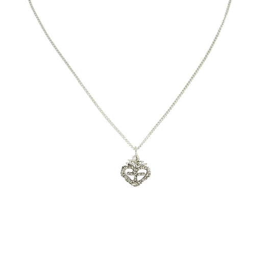 VIRGINS SAINTS & ANGELS VSA Sacred Heart Logo Charm Necklace in Silver