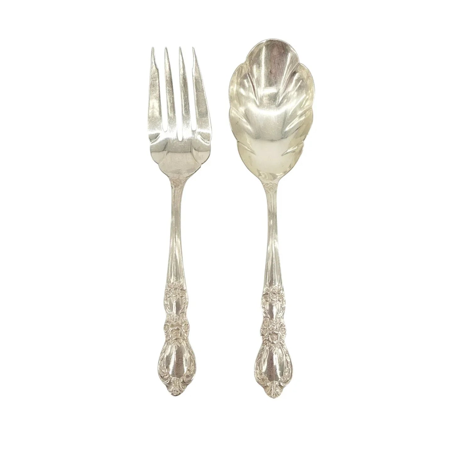 1847 ROGERS BROS Heritage Silver Plate Serving Set Casserole Spoon & Meat Fork - flyKAMP
