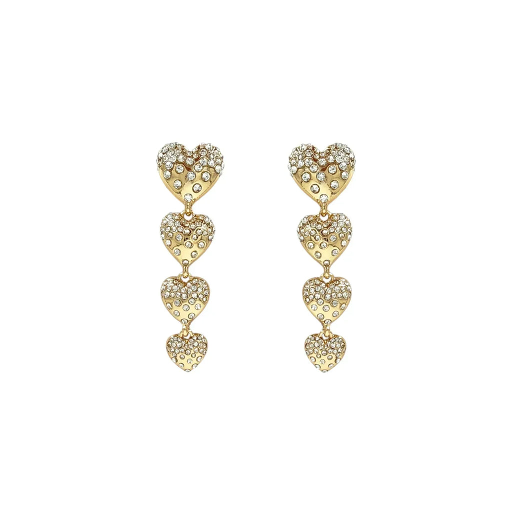 BAUBLEBAR Isabelle Pavé Heart Linear Drop Earrings - flyKAMP