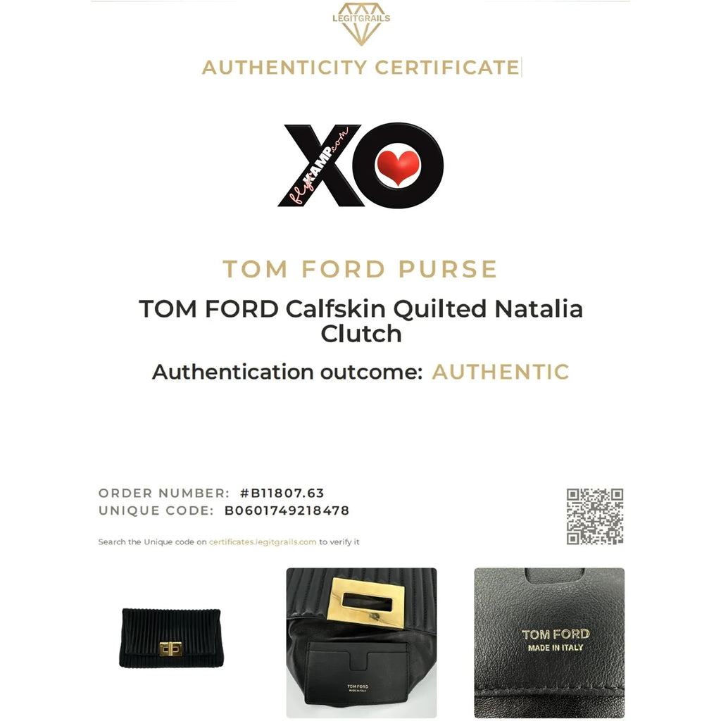 TOM FORD Calfskin Quilted Natalia Clutch in Black - flyKAMP