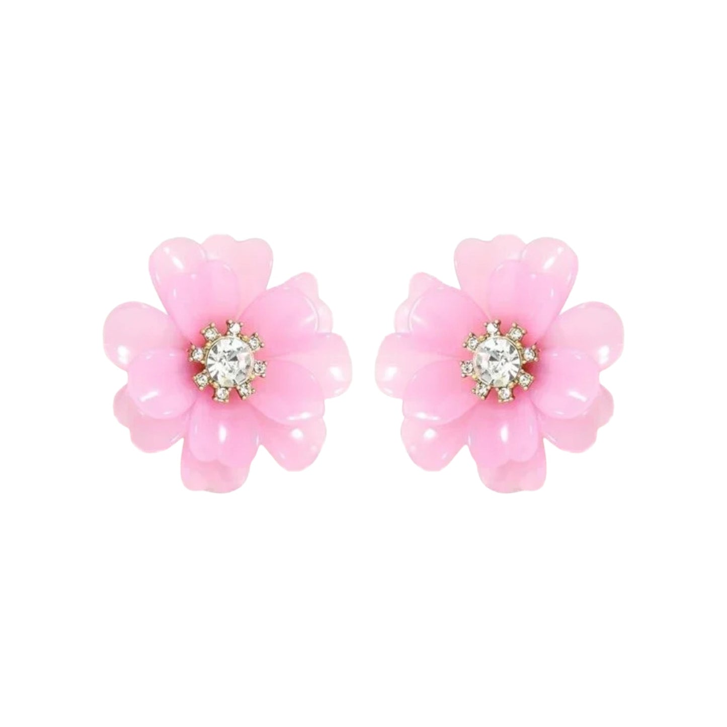 J.CREW Full Bloom Flower Earrings in Cool Pink