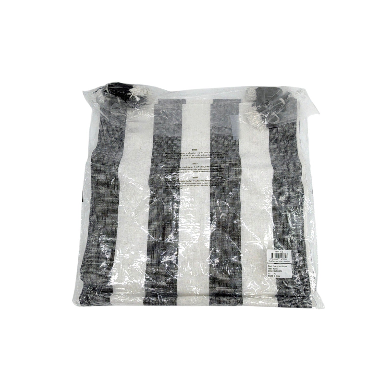 MACKENZIE-CHILDS Black Checks and Stripes Table Runner Mackenzie-Childs