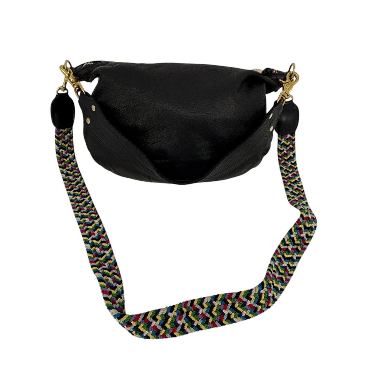 CLARE V. Moyen Messenger in Relaxed Black with Braided Crossbody Strap
