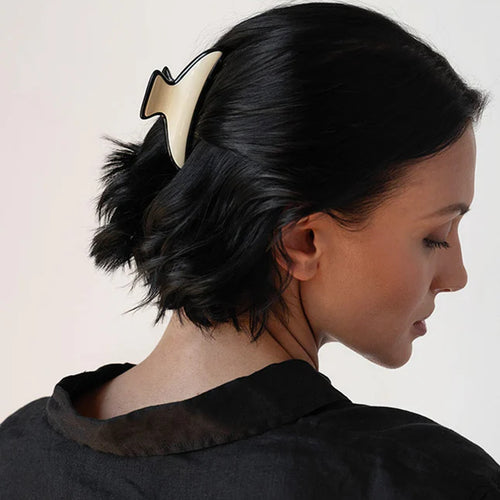 FRANCE LUXE Maybell Claw Clip in Black & Ivory France Luxe
