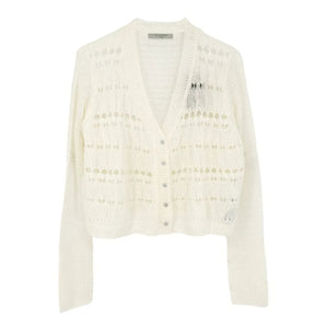 ALLSAINTS Cole Open Knit Cropped Cardigan in Chalk White L