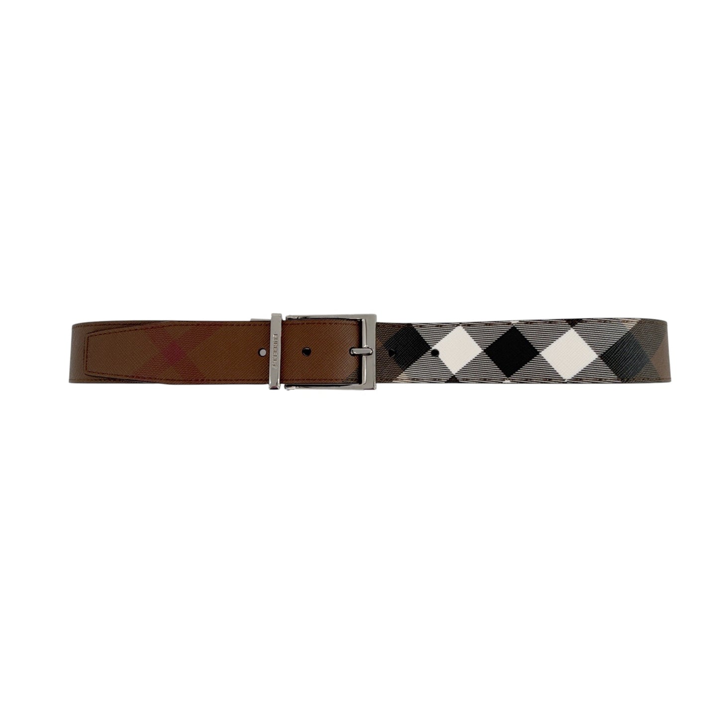 BURBERRY Louis 35mm Reversible Buckle Giant Check E-Canvas Belt 85|34