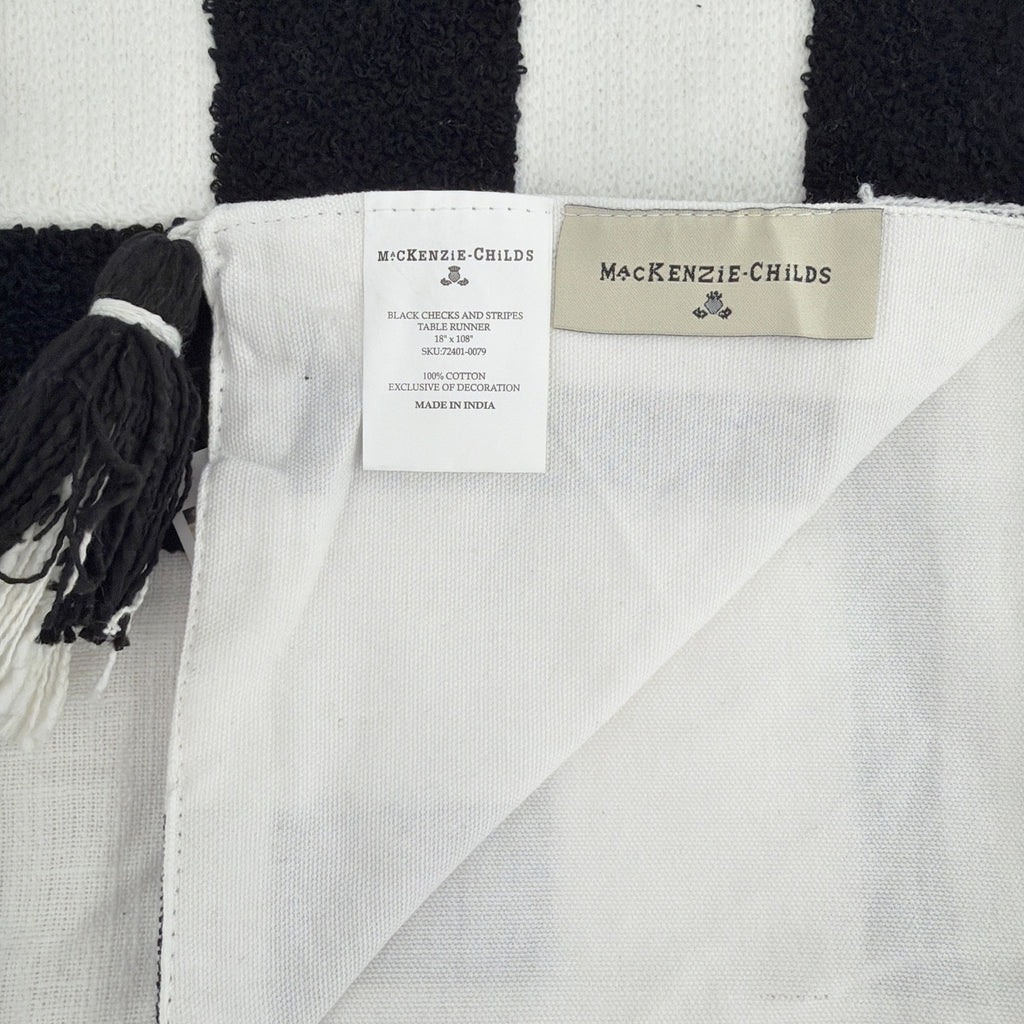 MACKENZIE-CHILDS Black Checks and Stripes Table Runner Mackenzie-Childs
