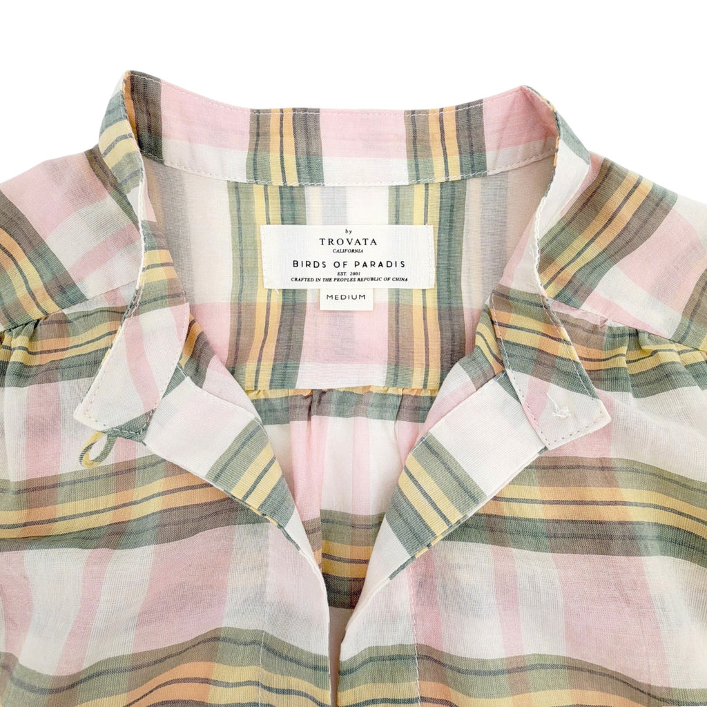 BIRDS of PARADIS by TROVATA Bailey Blouse in Pomelo Plaid M Birds of Paradis by Trovata