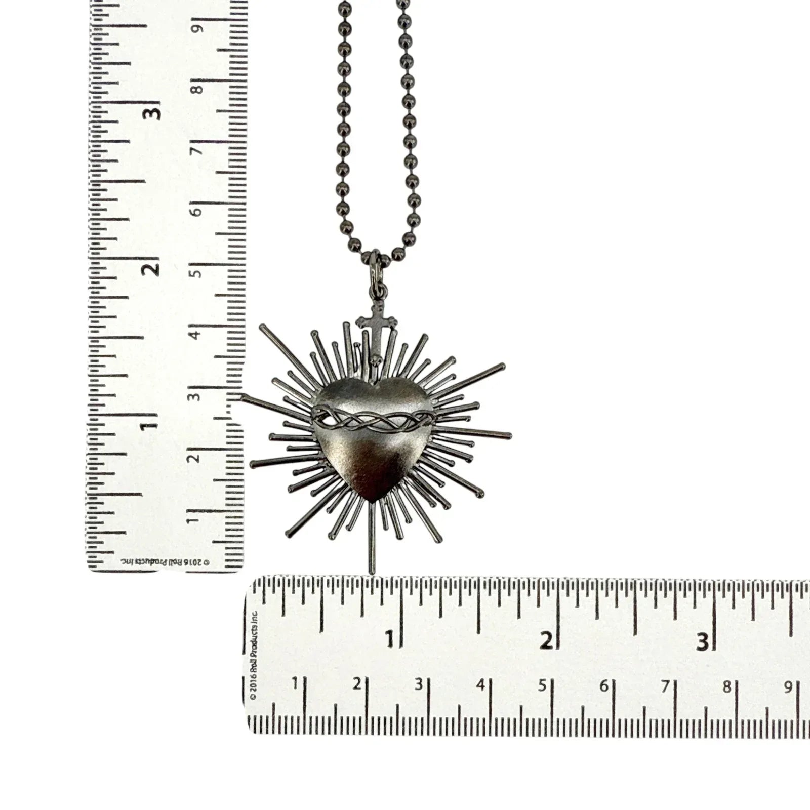 VIRGINS SAINTS & ANGELS VSA Sacred Flame Charm Necklace Gunmetal 34" Ball Chain - flyKAMP