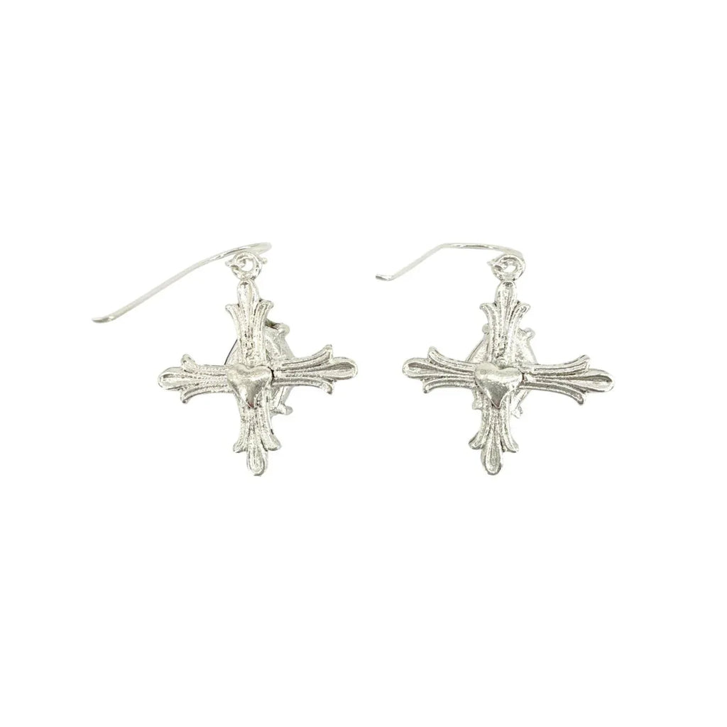VIRGINS SAINTS & ANGELS VSA Ice Cross Earrings in Silver & Aqua - flyKAMP