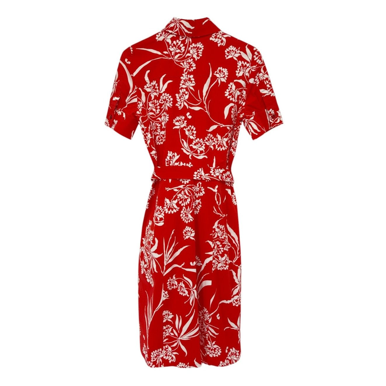 CAROLINA HERRERA Red Printed Short Sleeve Shirtdress in Red 6|M