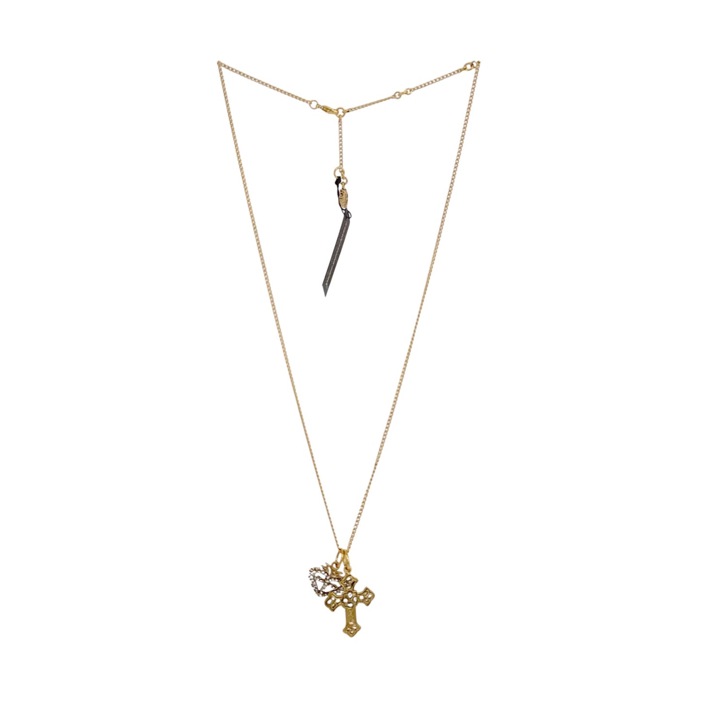 VIRGINS SAINTS & ANGELS VSA Basilica Cross & Sacred Heart Charm Necklace Gold