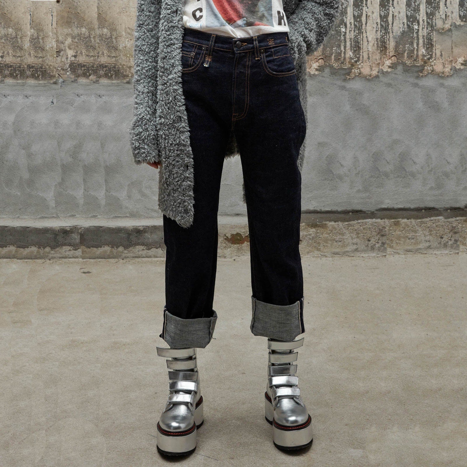 R13 Courtney Slim with Cuff in Indigo Rinse 25 R13