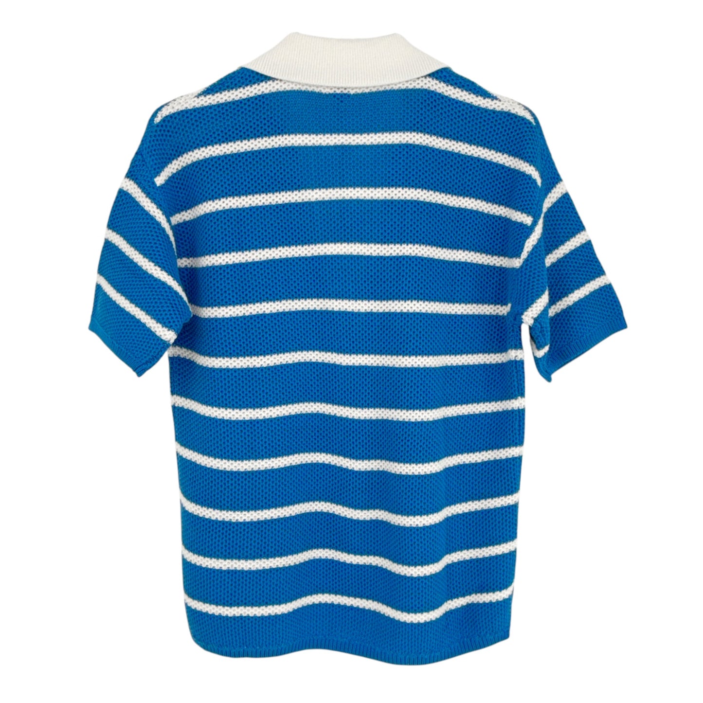 KULE The Fjord Knit Polo in Royal Blue & White S