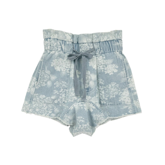 THE GREAT. The Midland Frayed Shorts in Blue Floral 0|XS