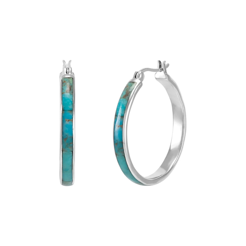 SILPADA Beginner's Luck Silver Compressed Turquoise Hoop Earrings