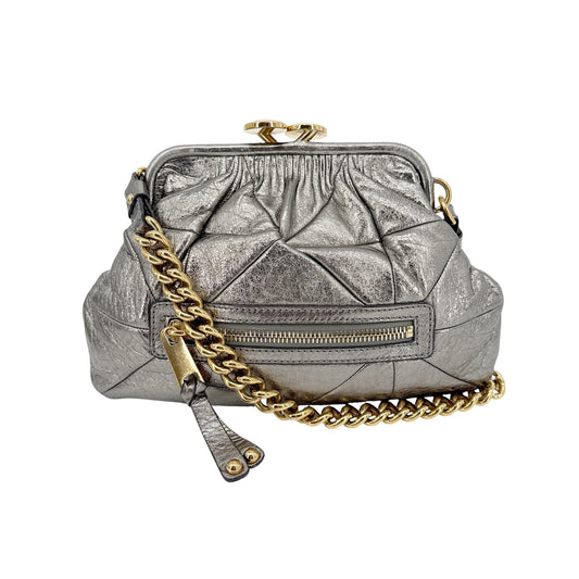 MARC JACOBS Collection Patchwork Metallic Leather Little Stam Bag in Silver