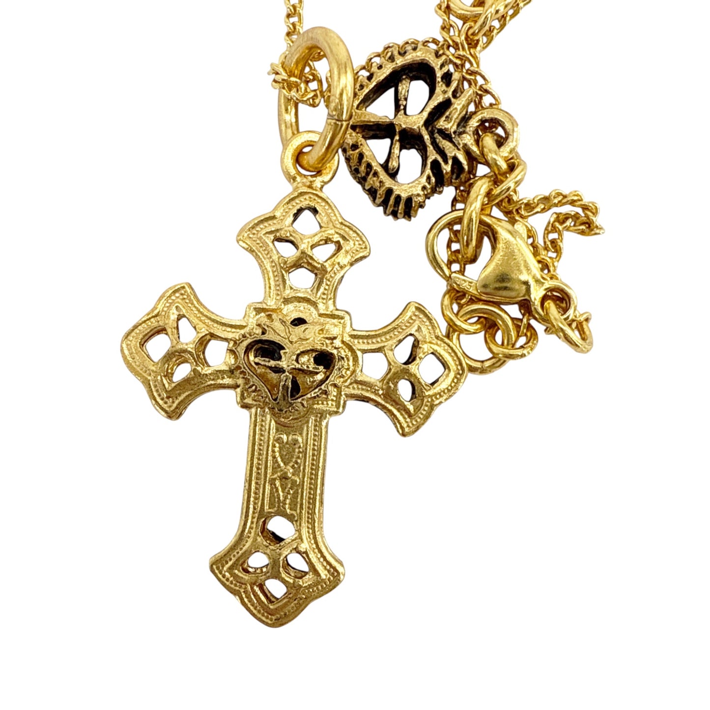 VIRGINS SAINTS & ANGELS VSA Basilica Cross Charm Necklace 16" in Gold