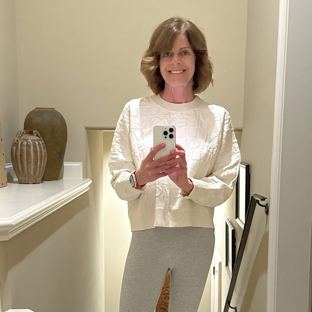 LULULEMON Cotton Blend Jacquard Crewneck Sweater in Light Ivory S Lululemon