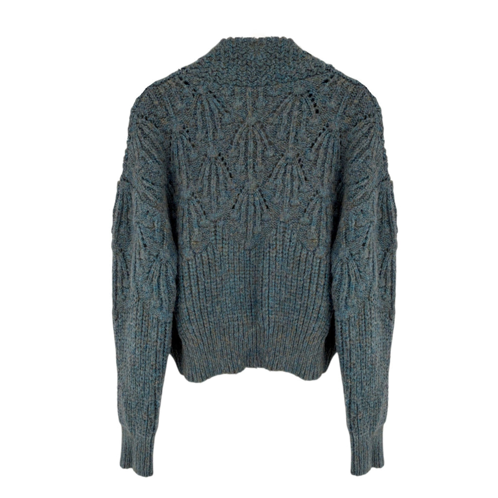 The GREAT. The Frond Montana Cardigan in Pine Needle Shimmer 1 | S The Great.