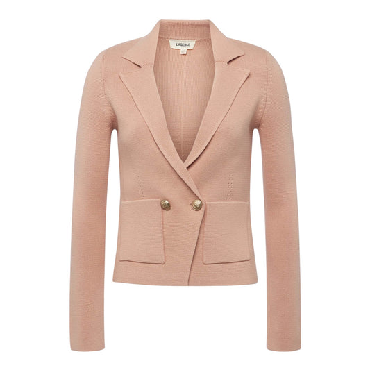 L'AGENCE Sofia Knit Blazer in Dusty Pink S
