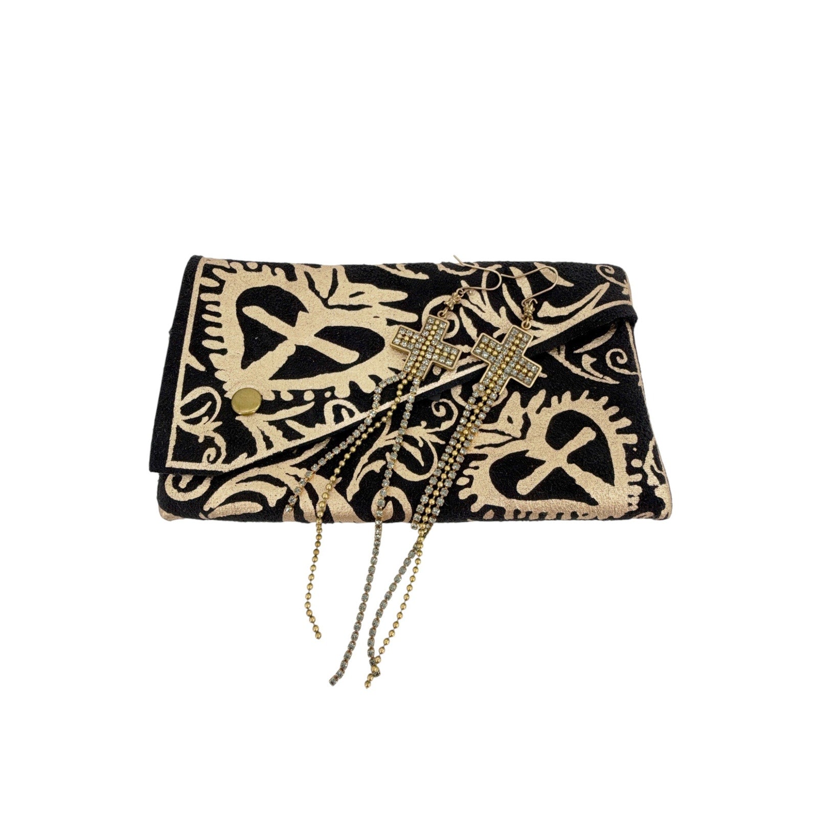 VIRGINS SAINTS & ANGELS VSA Resurrection Cross Chain Earrings in Gold