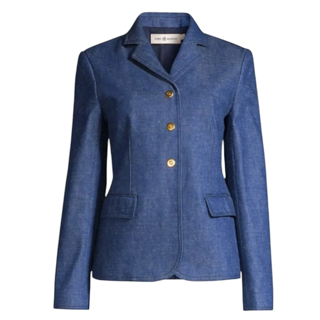 TORY BURCH Raw Denim Blazer in Unwashed Rinse 4|S - flyKAMP