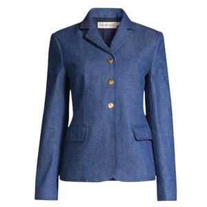 TORY BURCH Raw Denim Blazer in Unwashed Rinse 4|S