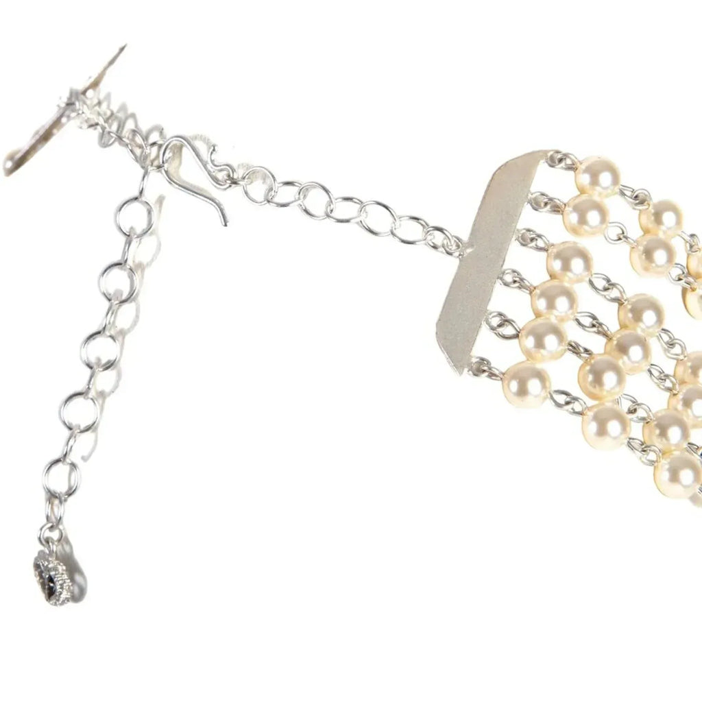 VIRGINS SAINTS & ANGELS VSA La Queen Collar in Cream Pearl & Silver - flyKAMP