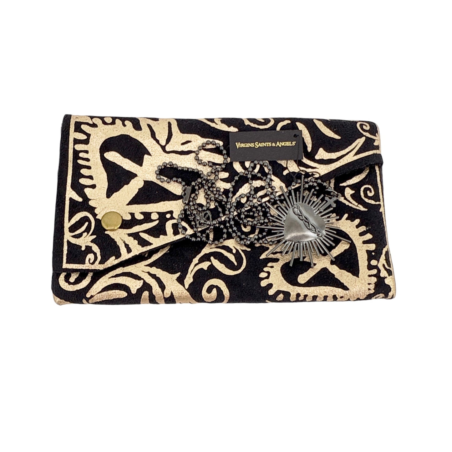 VIRGINS SAINTS & ANGELS VSA Sacred Flame Charm Necklace Gunmetal 34" Ball Chain