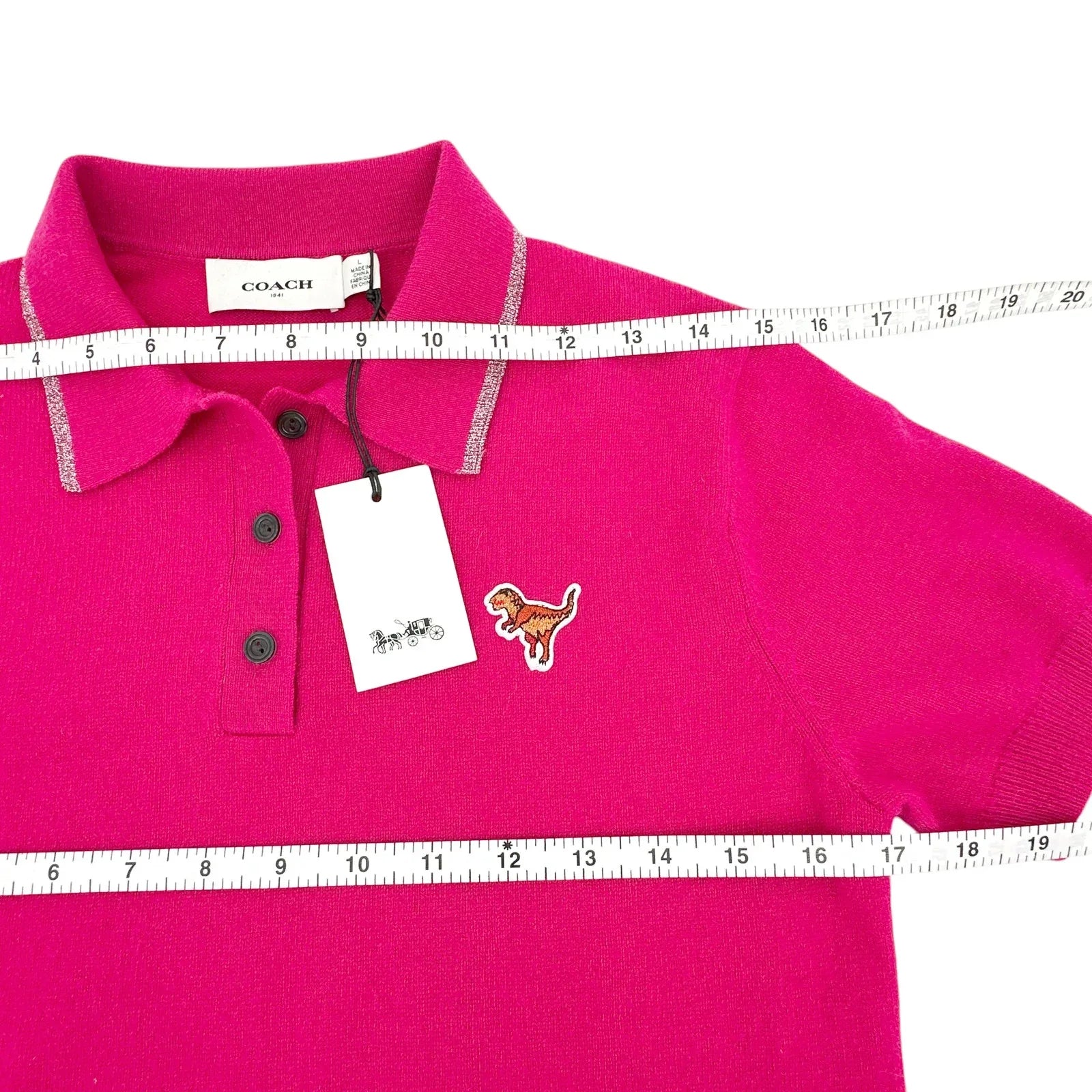 COACH 1941 Rexy Essential Polo Cashmere Sweater L - flyKAMP