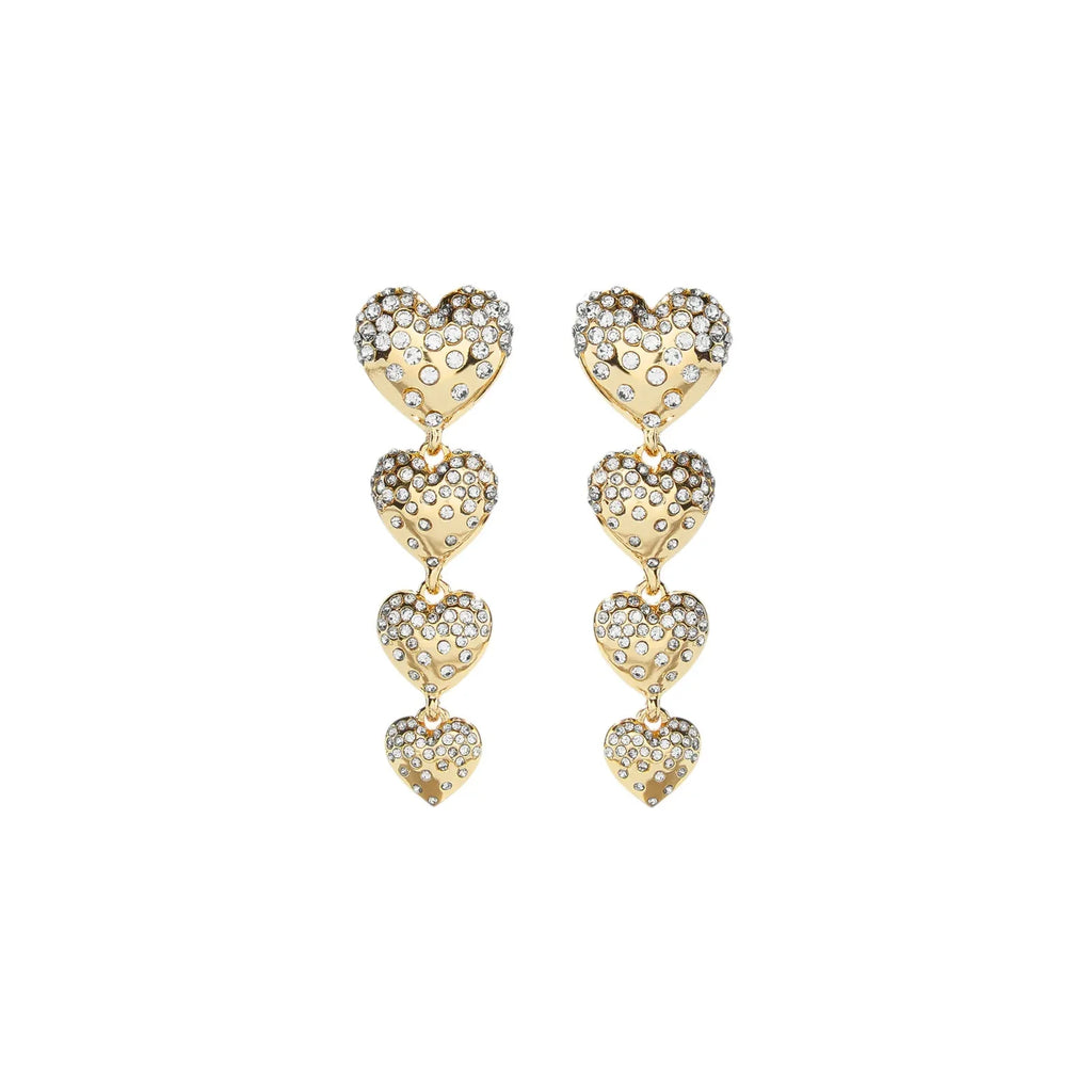 BAUBLEBAR Isabelle Pavé Heart Linear Drop Earrings - flyKAMP