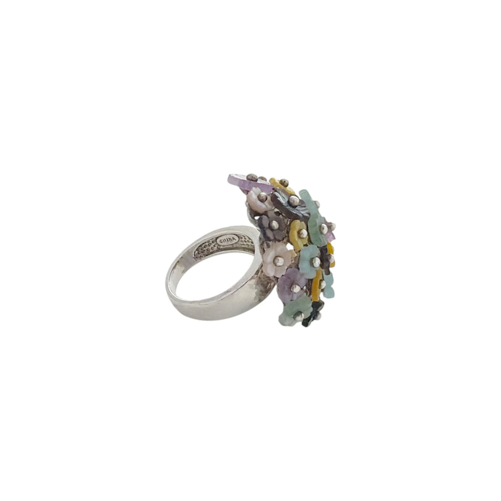 WHITNEY KELLY Sterling Silver Flower Cluster Dome Ring 7 Whitney Kelly