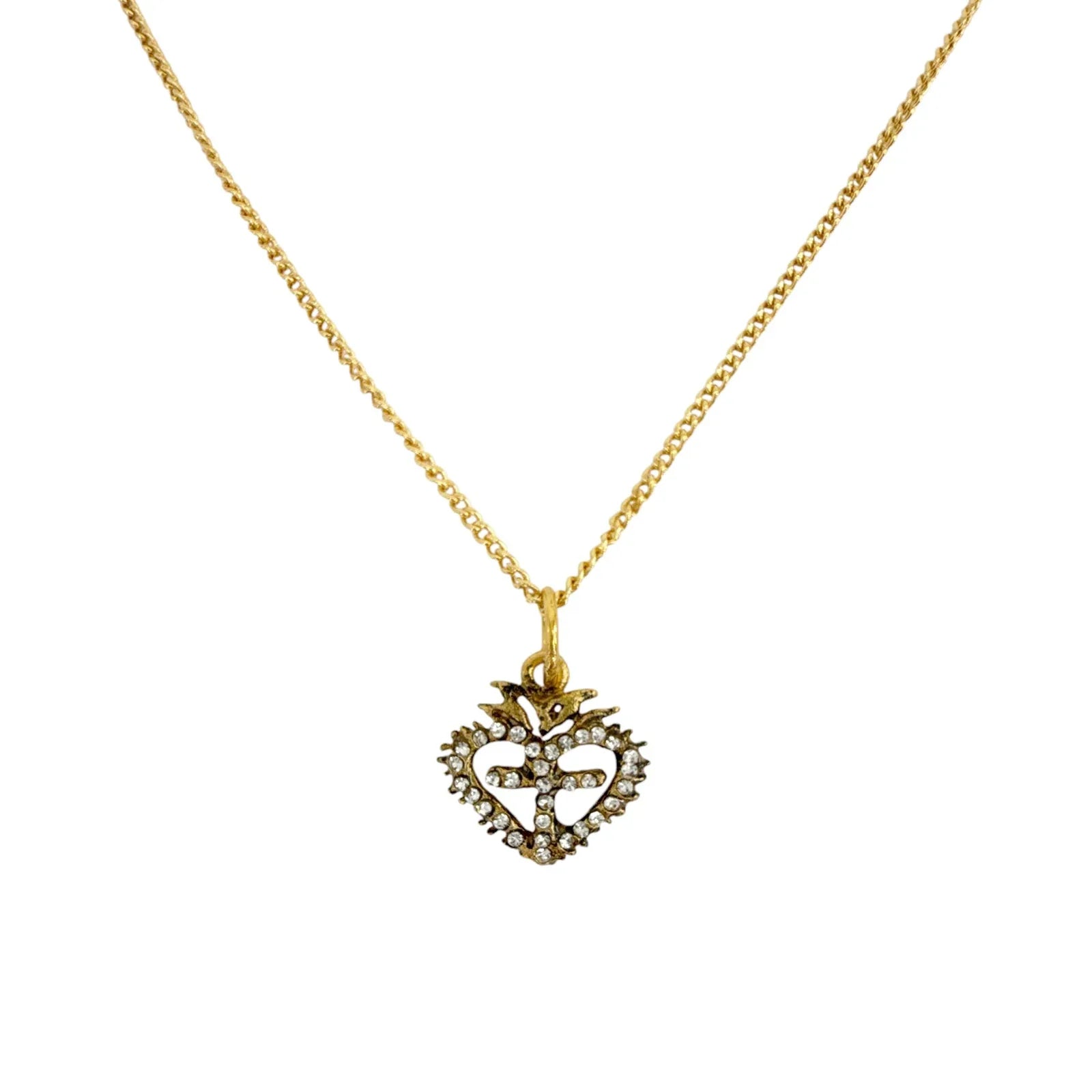 VIRGINS SAINTS & ANGELS VSA Sacred Heart Logo Charm Necklace in Gold - flyKAMP