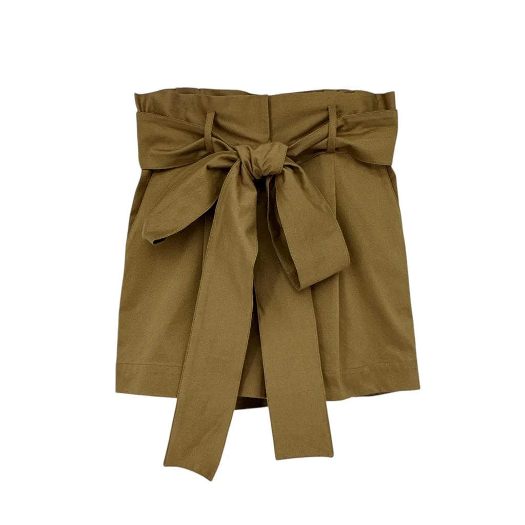 SILVIA TCHERASSI Velano Bow Shorts in Khaki XS - flyKAMP