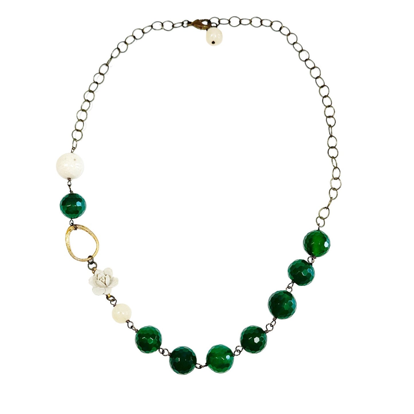 NECKLACE Hand Crafted in Antique Gold & Green