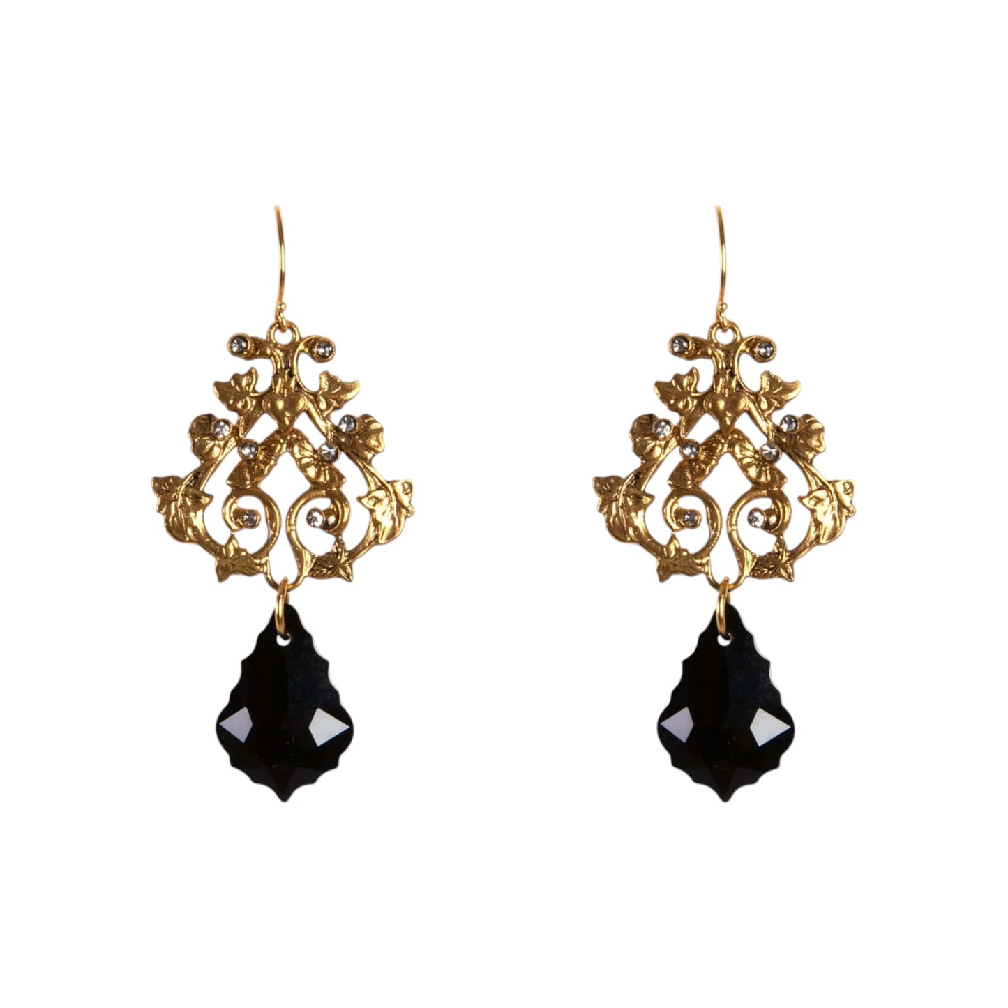VIRGINS SAINTS & ANGELS VSA Vine Drop Earrings in Gold & Jet