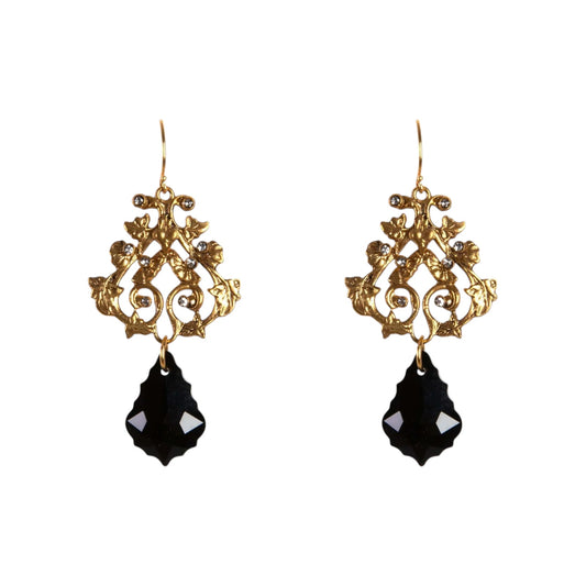 VIRGINS SAINTS & ANGELS VSA Vine Drop Earrings in Gold & Jet
