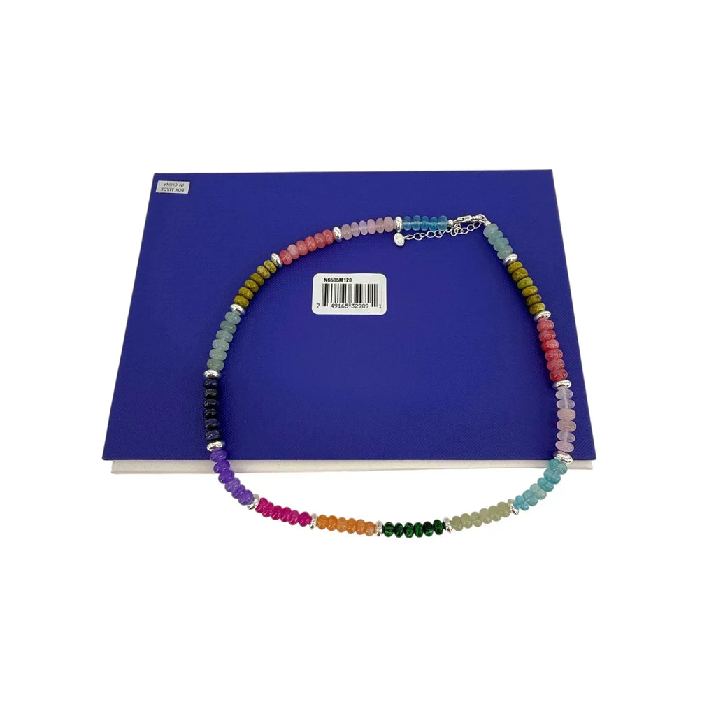SILPADA Colored In Silver Mixed Stones Beaded Necklace - flyKAMP