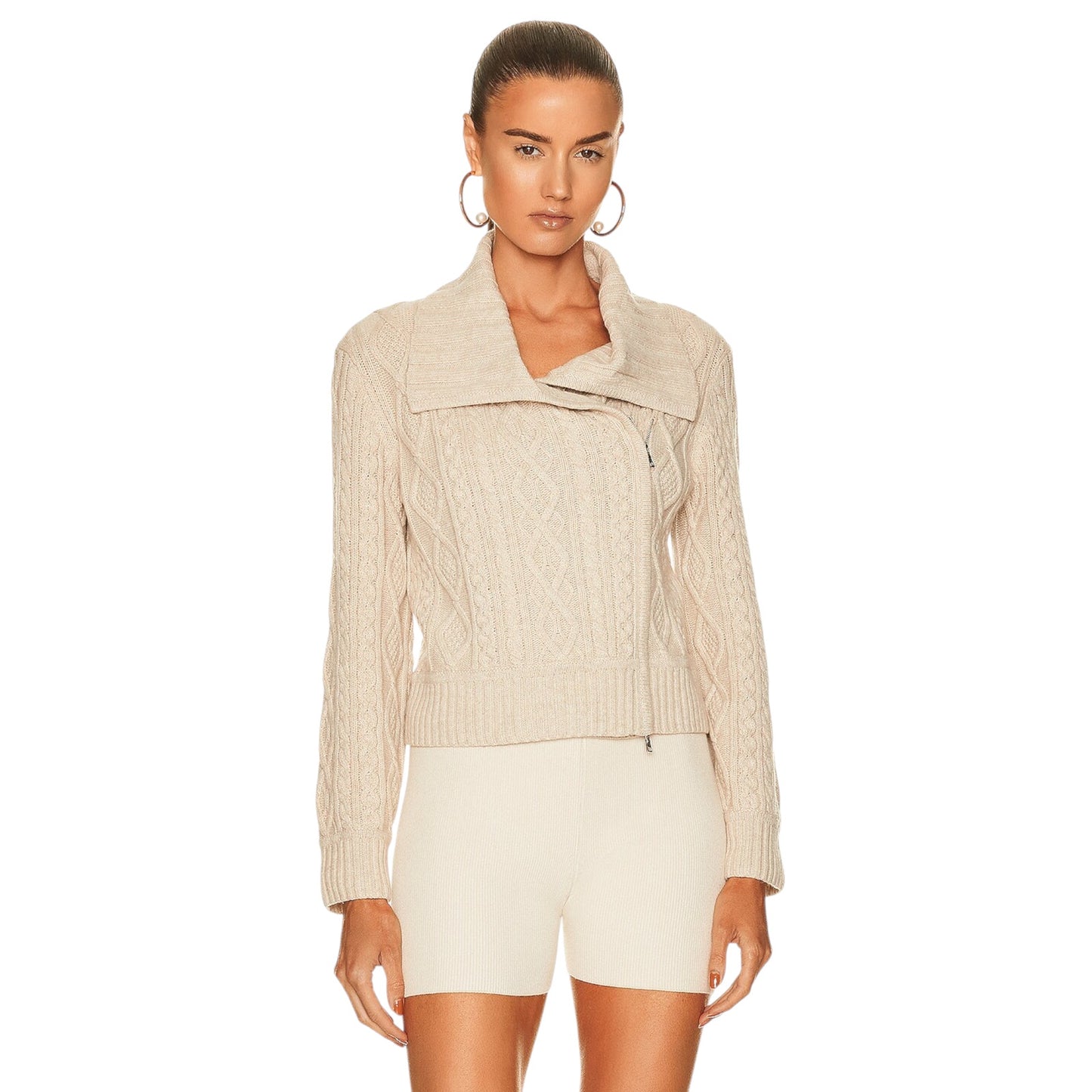 JONATHAN SIMKHAI Davina Patchwork Cardigan Jacket in Bone Multi M
