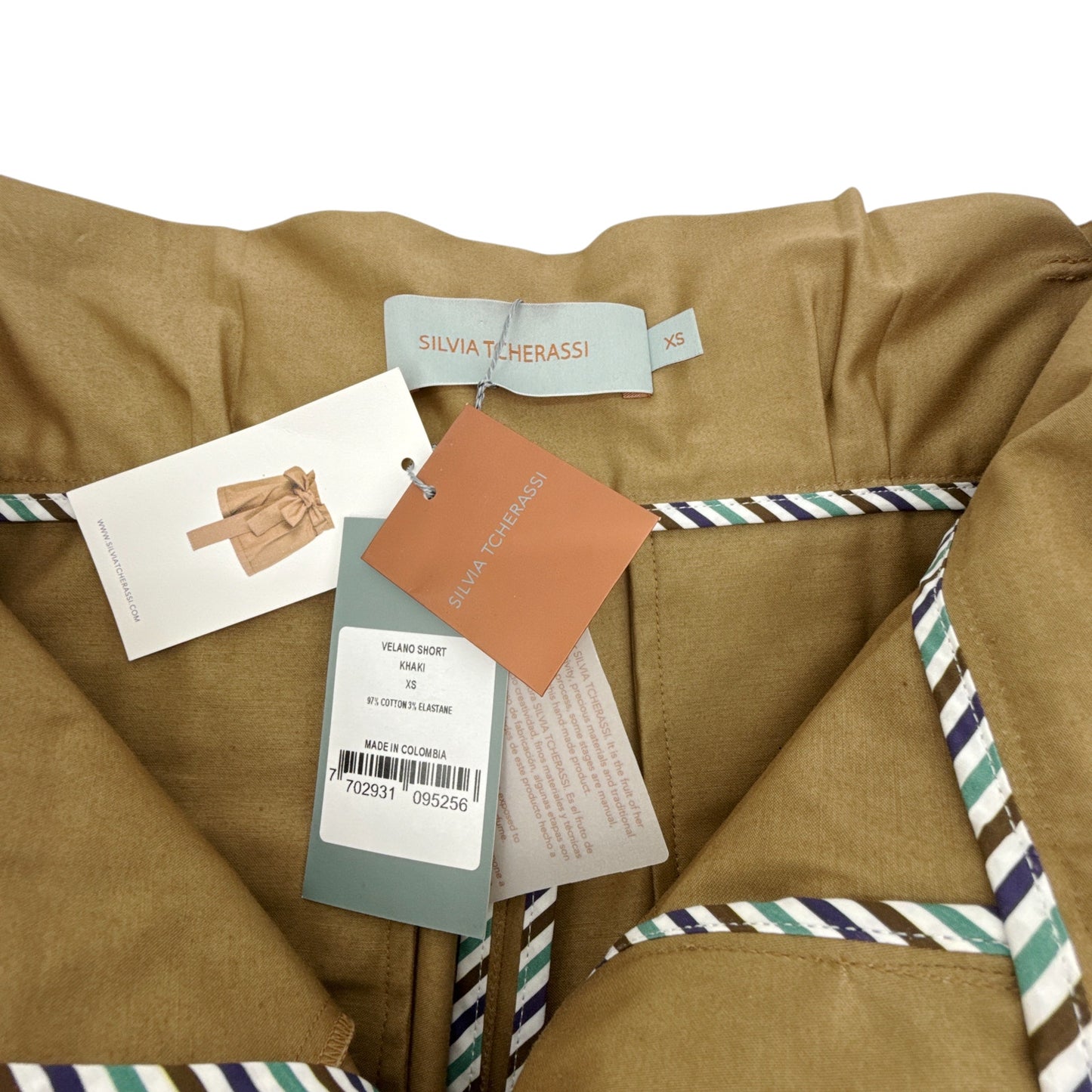 SILVIA TCHERASSI Velano Bow Shorts in Khaki XS