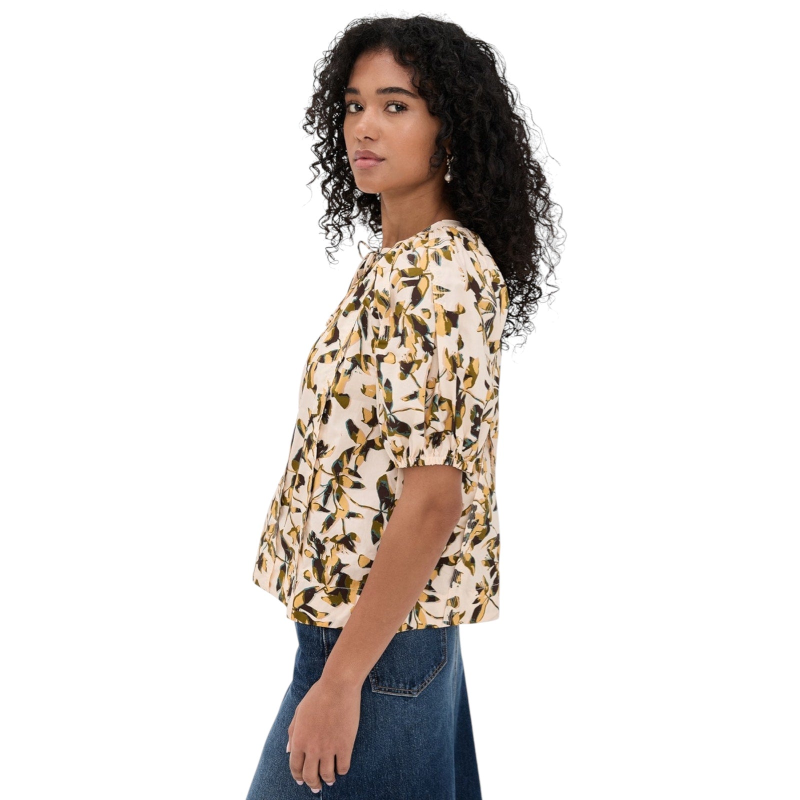 ULLA JOHNSON Loli Short Sleeve Blouse in Lucent 2|S